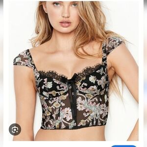 Victoria's Secret dream Angels NWT Black Floral Lace Bra Top